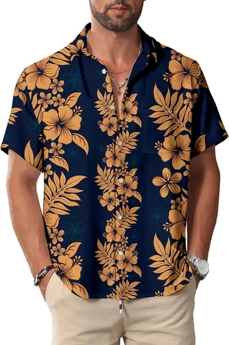 Miniatura 21 de KYKU Hawaiian Shirt for Men: Tropical Summer Beach Short Sleeve Button Down Shirt with Pocket