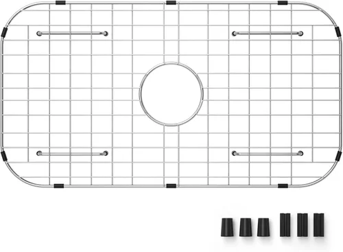 Rejilla protectora para fregadero de 26-1/16" x 14-1/16", drenaje centrado con radio de esquina 3-1/2", material de acero inoxidable 304 (drenaje