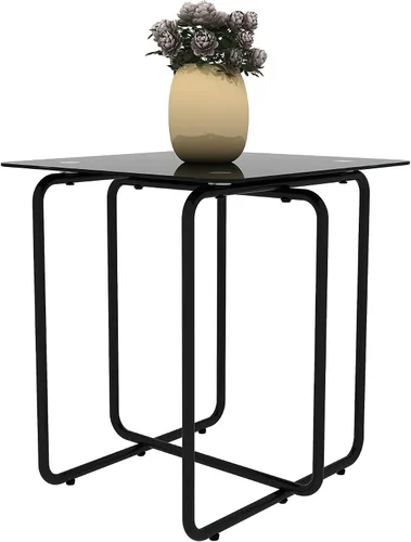 Miniatura 4 de Mesa auxiliar moderna de cristal templado para sala de estar, dormitorio, color negro