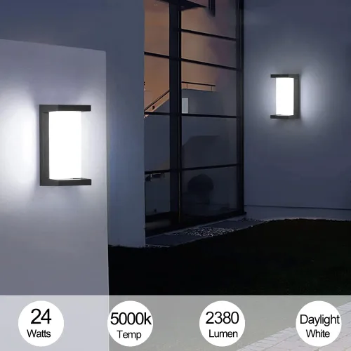 Miniatura 3 de Sytmhoe Aplique de pared para exteriores, 24 W, 5000 K, luz diurna, luz exterior de aluminio blanco, montaje en pared Ip65 impermeable, luz LED