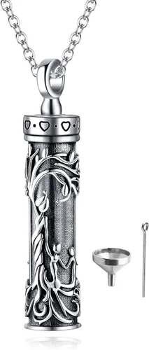 Miniatura 34 de Collar con colgante de urna de cenizas de cremación y árbol de la vida para mujer, plata de ley US1