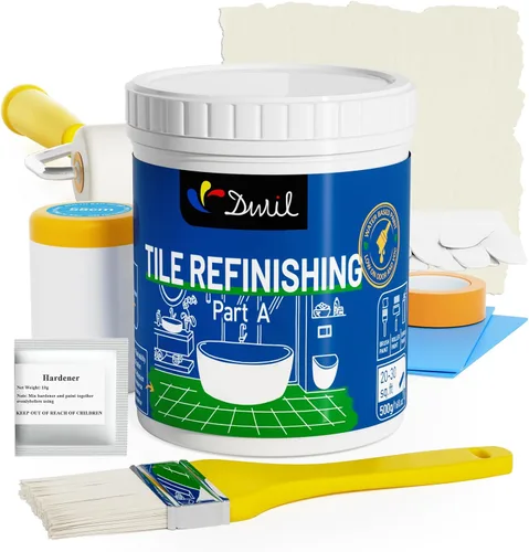 Miniatura 12 de DWIL Kit de pintura para bañera, bañera y azulejos con herramientas, pintura blanca para bañera a base de agua y bajo olor, fácil de usar para Blanco