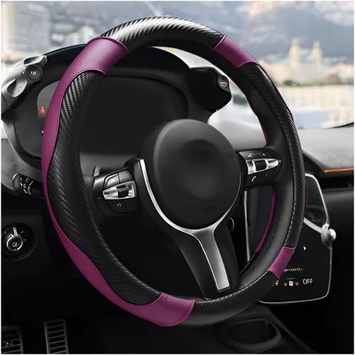 Miniatura 10 de Funda para volante de automóvil, 15 pulgadas, antideslizante, protector de volante de cuero elástico, cómodo, transpirable, deportivo para mujeres