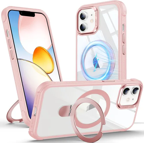 Miniatura 10 de Anqrp Funda transparente con función atril magnética con junta tórica para iPhone 12/12 Pro, compatible con Mag-Safe, de grado militar, reforzada