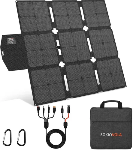 SOKIOVOLA Panel solar plegable de 120 W con conector MC-4, panel solar portátil para camping, cargador de panel solar plegable para estación de 120