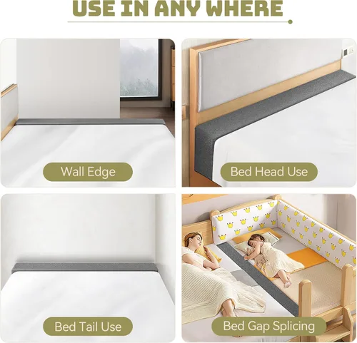 Miniatura 6 de DEEPSHARK - Relleno para hueco de cama de tamaño matrimonial, esponja de alta densidad 45D, funda extraíble y lavable, relleno extendido de colchón