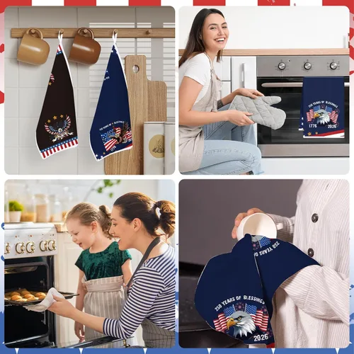 Miniatura 6 de Toallas de cocina patrióticas del 4 de julio, juego de 4 toallas de cocina para el Día de la Independencia 1776-2026 para decoración del hogar