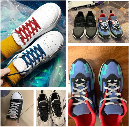 Miniatura 5 de 2-6 pares de cordones elásticos sin atar, cordones universales para zapatos para niños y adultos, cordones sin cordones con cierre de metal