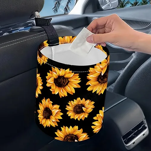 Miniatura 14 de Papelera portátil reutilizable impermeable para automóvil, organizador de vehículos multiusos, esenciales para viajes por carretera (abeja)