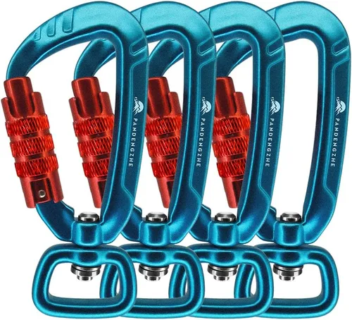 Miniatura 9 de Mosquetón con bloqueo automático de 2.5 pulgadas, 4.5KN 1011 libras con cierre giratorio para correa de perro, llavero, mochila
