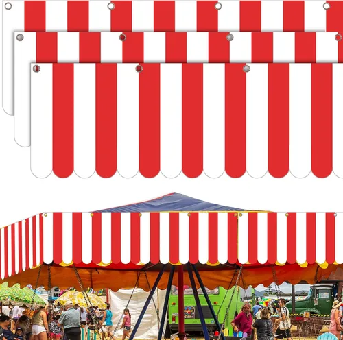 Miniatura 14 de Preboun 3 piezas de decoración de toldo de carnaval, tienda de campaña de circo, decoraciones colgantes de carnaval, pancarta de concesión, toldo