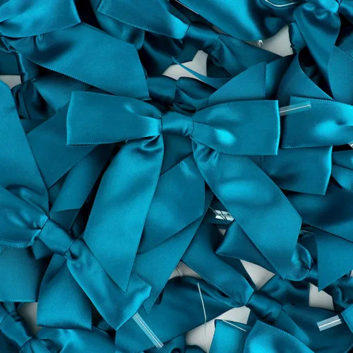 Miniatura 7 de AIMUDI Lazos con Alambre de Amarre para Bolsas de Golosinas de 3.5 pulgadas, Lazos de Satén Azul Turquesa para Manualidades, Lazos Prefabricados