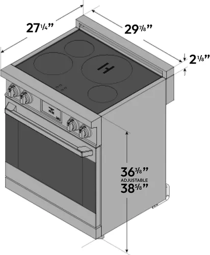Miniatura 7 de Rango de inducción profesional deslizante de 30 pulgadas, estufa eléctrica de 4 quemadores con horno de convección, función de freír aire, piedra