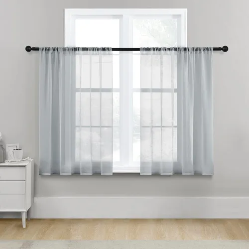 Miniatura 36 de MRTREES Cortinas transparentes de Aqua Blue, para cocina, de 36 pulgadas de longitud, cortinas transparentes de gasa con filtro de luz, cortinas