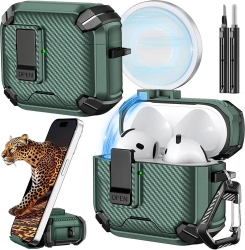 Miniatura 54 de Inesore for AirPods Pro 3 Case (2025) with Phone Stand Design, Compatible with MagSafe, Auto-Locking Case Cover for Air Pods Pro 3rd with Cleaning