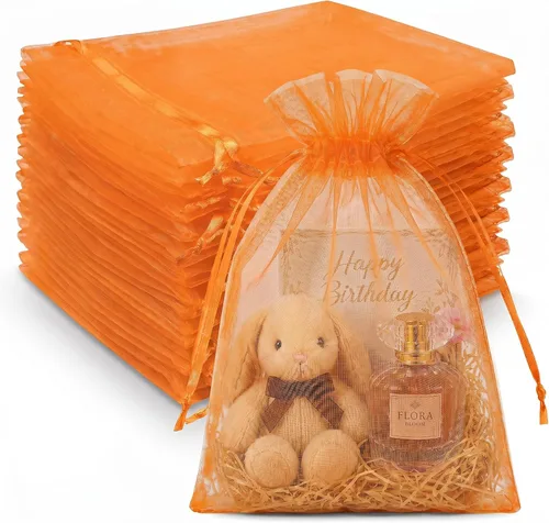 Miniatura 41 de Crweety 50 Piezas Bolsas de Organza Doradas de 3 x 4 Pulgadas, Pequeñas Bolsas de Regalo de Malla con Cordón para Favores de Boda, Despedida