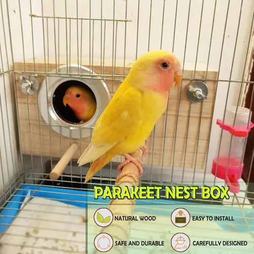 Miniatura 2 de kathson Caja nido de periquitos, casa de anidación de periquitos, cría de cacatúas, loros, caja de apareamiento para pájaros tortolitos pequeños