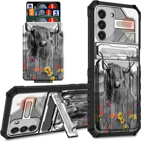 Miniatura 44 de Funda tipo cartera para Samsung Galaxy S22 Ultra con soporte para tarjeta de crédito y soporte de doble capa de policarbonato duro de PC suave TPU a