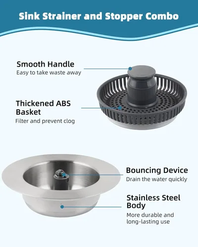 Miniatura 6 de Colador universal de drenaje para fregadero de cocina, 3 en 1, de acero inoxidable, desplegable, para fregadero de cocina, colador combinado