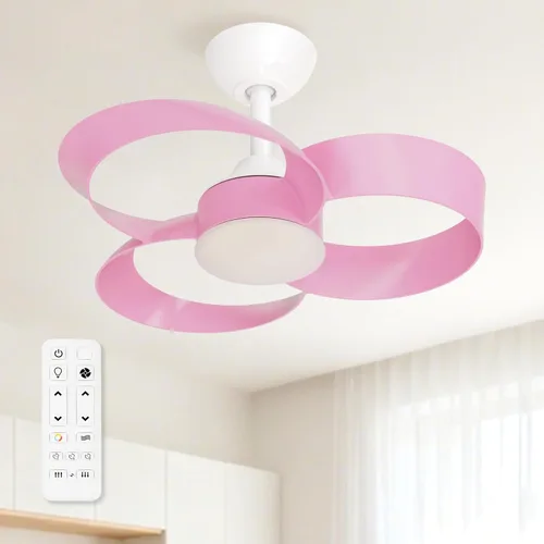 Miniatura 12 de FANX - Ventilador de techo de 22 pulgadas con luz y control remoto, motor CC silencioso, LED regulable, control reversible de 3 velocidades, Amarillo