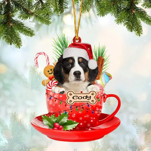 Miniatura 83 de NAZENTI Adorno personalizado de Alaskan Malamute en taza roja, adorno de Navidad personalizado para perros amantes de las mascotas, colgante