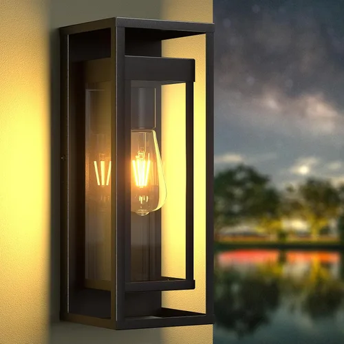 Aplique de pared al aire libre de 15 pulgadas, moderno accesorio de iluminación exterior impermeable, farol exterior grande montado en la pared para
