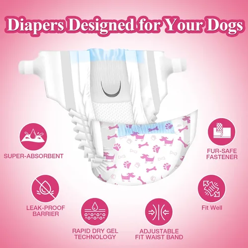 Miniatura 2 de Dono Pañales desechables para perras, pañales súper absorbentes para perros, con tecnología de gel de secado rápido, a prueba de fugas, ajuste