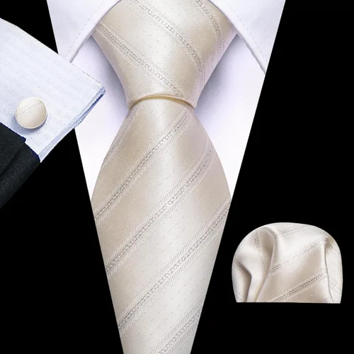 Miniatura 383 de Barry.Wang Juego de corbatas para hombre, corbata de seda a rayas, tejido a cuadros, gemelos formales, negocios, boda