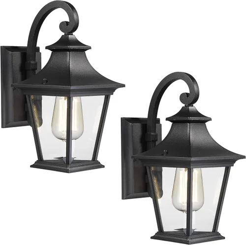 Miniatura 8 de Emliviar Lámpara de Pared de 12.2 Pulgadas con Vidrio de Ondas de Agua, 1 Luz de Patio Exterior para Casa, Aluminio Fundido a Presión en Acabado