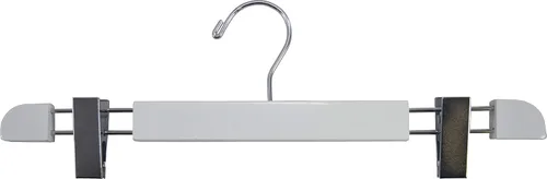 Miniatura 6 de Elegante colgador de madera con perfil bajo y clips ajustables extragrandes, perchas para pantalones o faldas con gancho giratorio cromado de 360