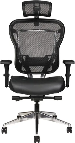 Miniatura 11 de Oak Hollow Furniture Aloria Series - Silla de oficina ergonómica ejecutiva para computadora, cojín de asiento de piel auténtica, respaldo de malla