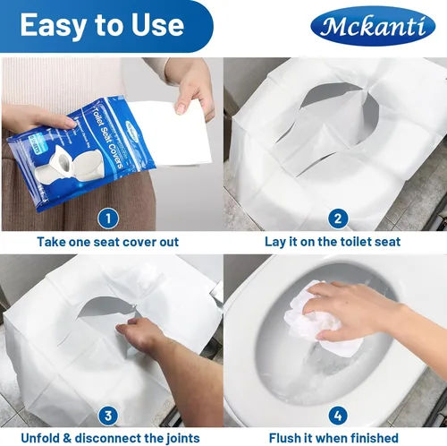 Miniatura 6 de Mckanti Fundas Desechables para Asiento de Inodoro - Paquete de 120 Fundas de Papel Desechables XL para Asiento de Inodoro para Adultos y Niños