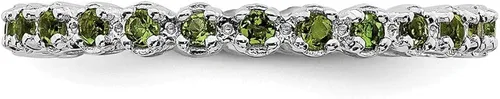 Miniatura 4 de Anillo de plata de ley 925 maciza apilable con piedra de agosto verde peridoto