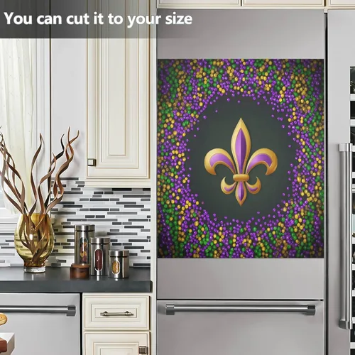 Miniatura 3 de Mardi Gras Fleur De Lis - Cubierta magnética para lavavajillas, paneles de puerta con imán para refrigerador, gabinetes de hogar, calcomanías