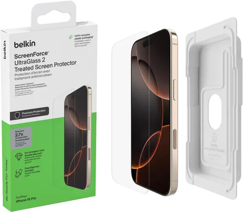 Miniatura 17 de Belkin ScreenForce InvisiGlass - Protector de pantalla de privacidad para iPhone 16 Plus, protección contra impactos resistente a los arañazos