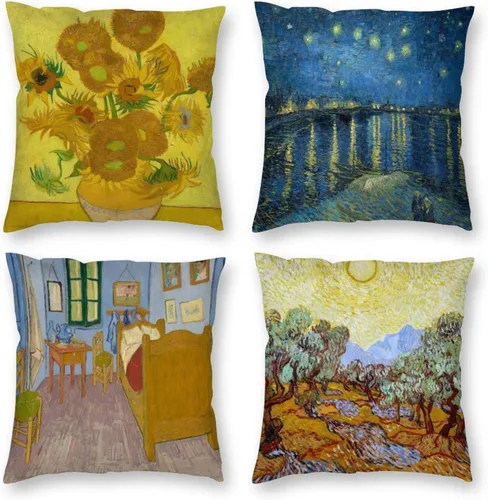Miniatura 13 de Claude Monet - Juego de 4 fundas de almohada de pintura de 18 x 18 pulgadas, fundas de almohada cuadradas decorativas para sofá, auto