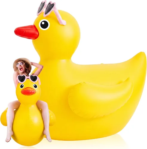 Miniatura 9 de Hungdao Pato inflable gigante de 5 pies, enorme pato de goma, flotador inflable de piscina para adultos, verano, playa, piscina, decoración de fiesta