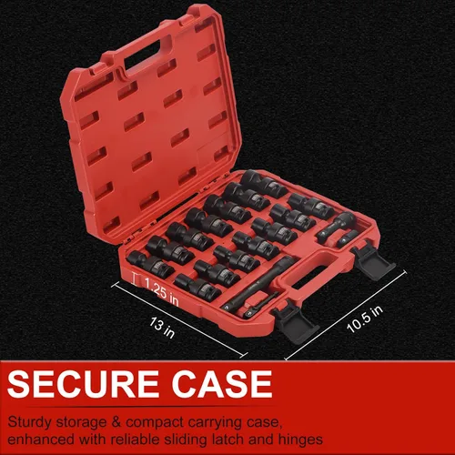 Miniatura 6 de AOBEN 18 piezas 1/2" unidad de accionamiento juego de llaves de impacto universales poco profundas, enchufe giratorio con oscilación flexible, 6