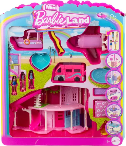 Miniatura 4 de Barbie Mini BarbieLand - Set de muñecas y vehículos de juguete de 4 piezas con 4 muñecas de 1.5 pulgadas y 4 vehículos de juguete icónicos