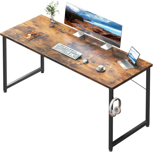 Miniatura 8 de Coleshome Escritorio para computadora de 55 pulgadas, escritorio moderno de estilo simple para oficina en casa, escritorio estudiantil, roble gris