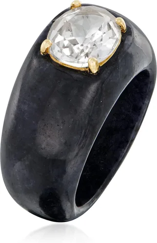 Miniatura 3 de Ross-Simons Black Jade and 3.00 Carat White Topaz Ring With 14kt Yellow Gold