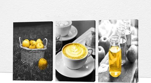 Miniatura 33 de GUTTATY Decoración de pared de fotos de cocina, 3 piezas de lienzo de arte para pared, impresiones en lienzo de amor para comer y beber, arte