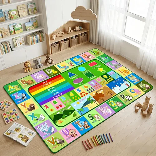 Miniatura 24 de Alfombra infantil para sala de juegos, dormitorio, 2.5 x 4 pies, alfombra educativa ABC para aula, guardería, alfombra antideslizante de aprendizaje