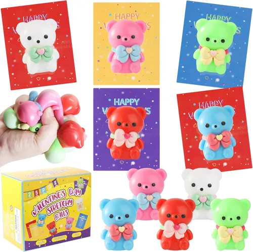 Juego de 25 bolas antiestrés para el día de San Valentín, bolas de alivio para apretar, juguetes elásticos para aliviar la ansiedad, lindos juguetes