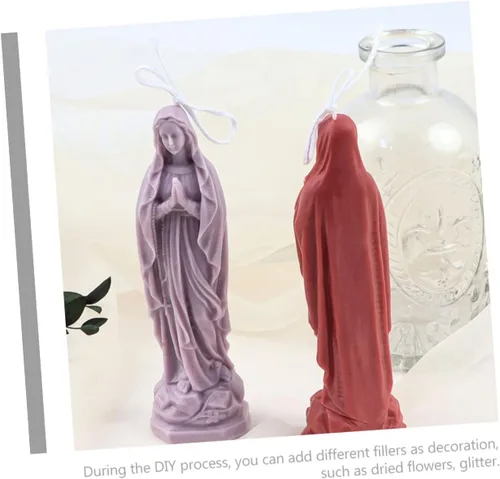 Miniatura 9 de EXCEART DIY Virgen María perfumada vela molde de silicona artesanal resina molde de fundición