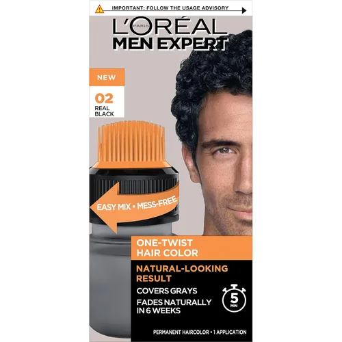 Miniatura 3 de L’Oreal Paris Men Expert One Twist - Tinte permanente de cabello para hombre, sin ensuciar, para cubrir canas, aplicación sencilla, sin mezclar y 01