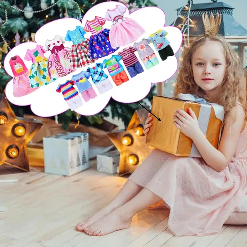 Miniatura 8 de 26 piezas para ropa y accesorios de muñeca pequeña de 6 pulgadas, incluyen 4 camisetas, 4 pantalones, 4 vestidos, 2 zapatos, lentes de sol rosas, 1