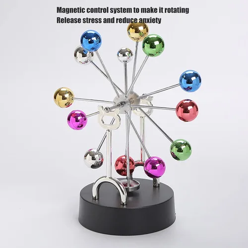 Miniatura 2 de KENANLAN Bola giratoria de la rueda de la fortuna, rotación magnética eléctrica de la rueda de la fortuna juguete colorido de la bola del metal