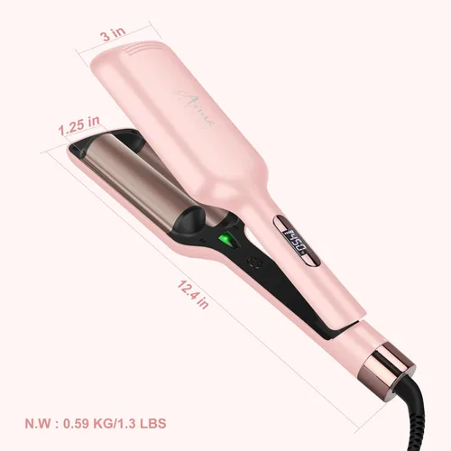 Miniatura 8 de Onduladora de cabello Aima Beauty Twins Mermaid de ondas sueltas de 32mm (1.25"), rizador de ondas anti-quemaduras, varita rizadora de 2 barriles