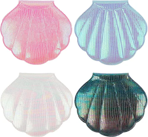 Miniatura 8 de AUEAR, Paquete de 4 espejos con purpurina de doble cara, espejos de maquillaje de aumento de 4 colores, mini portátil plegable para bolso, bolso